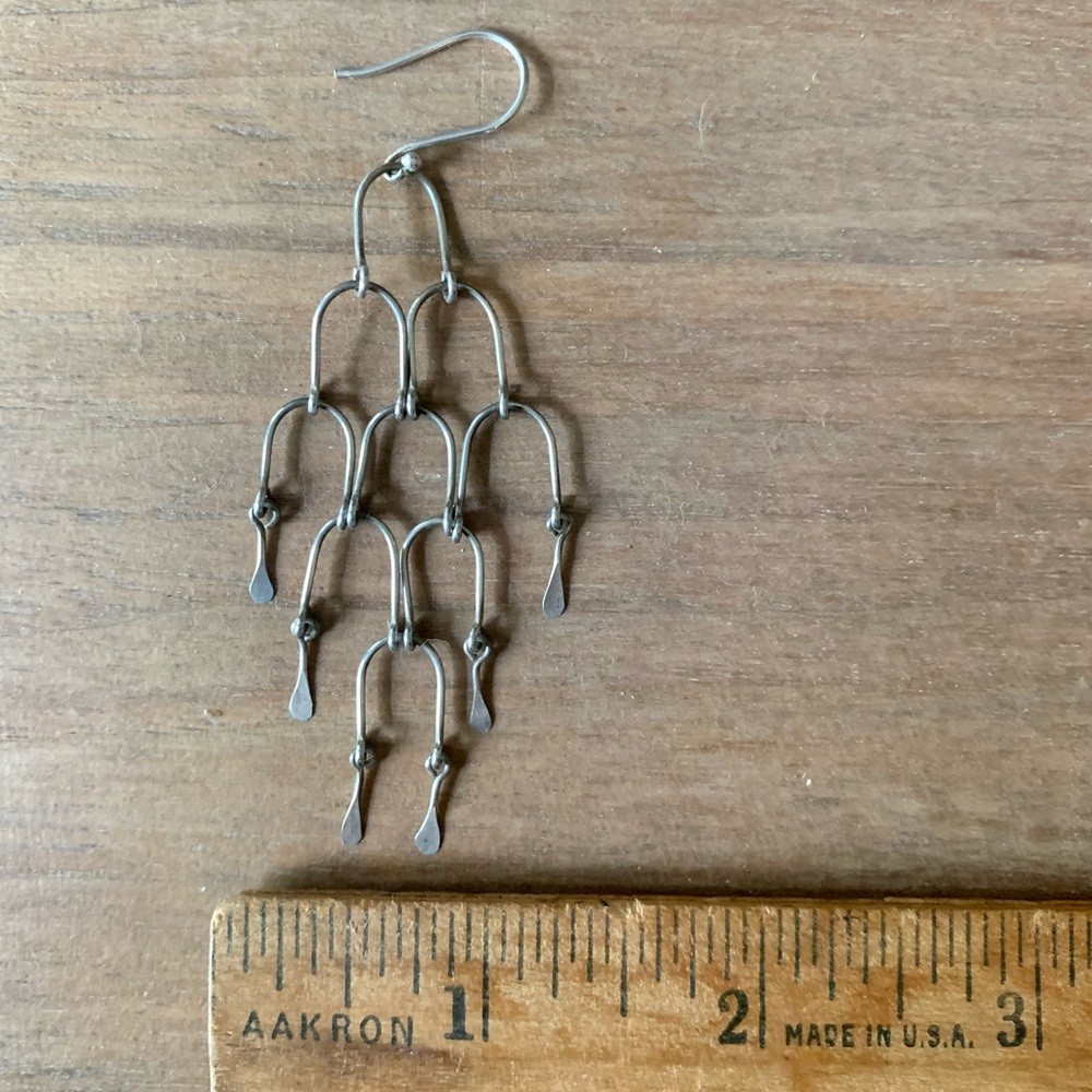 Silver mesh fringe earrings